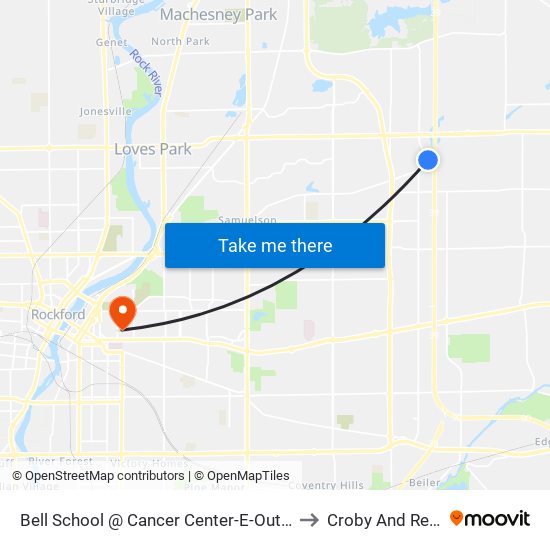 Bell School @ Cancer Center-E-Outbound to Croby And Regan map