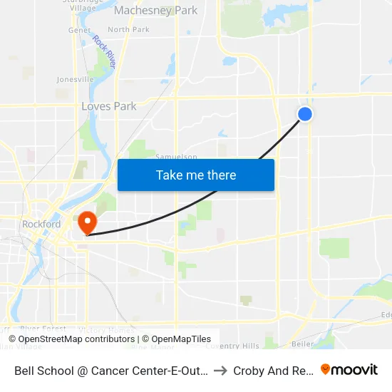 Bell School @ Cancer Center-E-Outbound to Croby And Regan map