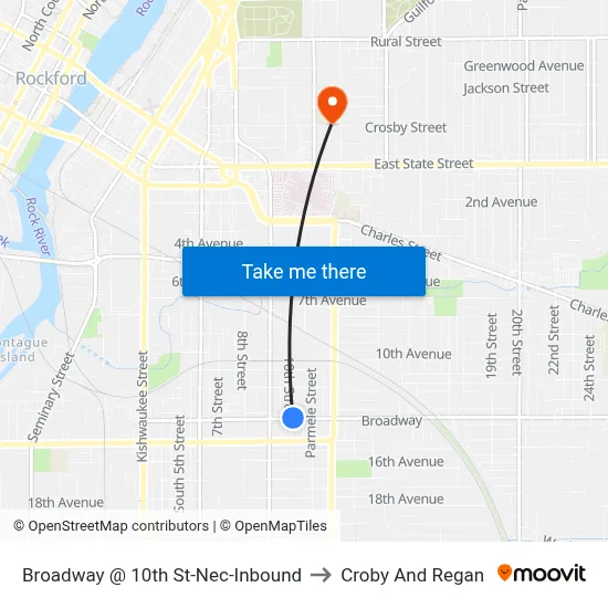 Broadway @ 10th St-Nec-Inbound to Croby And Regan map