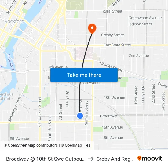 Broadway @ 10th St-Swc-Outbound to Croby And Regan map