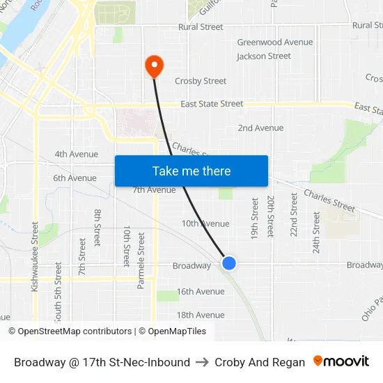 Broadway @ 17th St-Nec-Inbound to Croby And Regan map