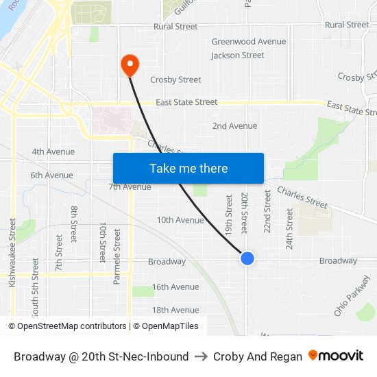 Broadway @ 20th St-Nec-Inbound to Croby And Regan map