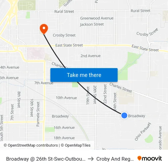 Broadway @ 26th St-Swc-Outbound to Croby And Regan map