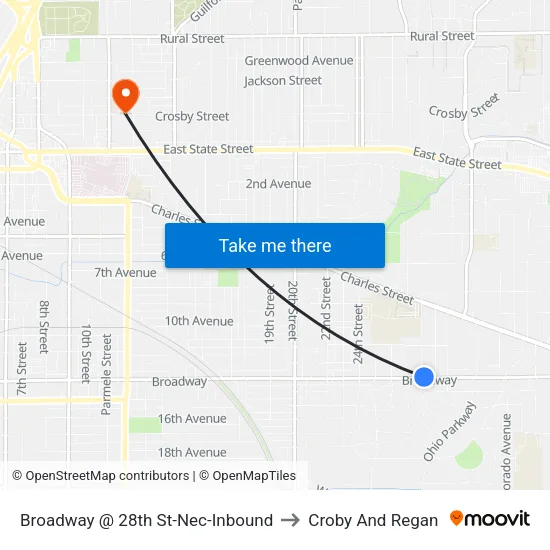 Broadway @ 28th St-Nec-Inbound to Croby And Regan map