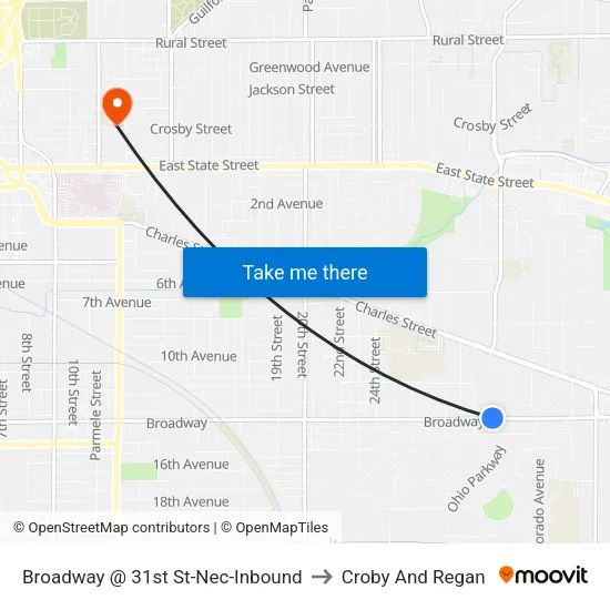 Broadway @ 31st St-Nec-Inbound to Croby And Regan map