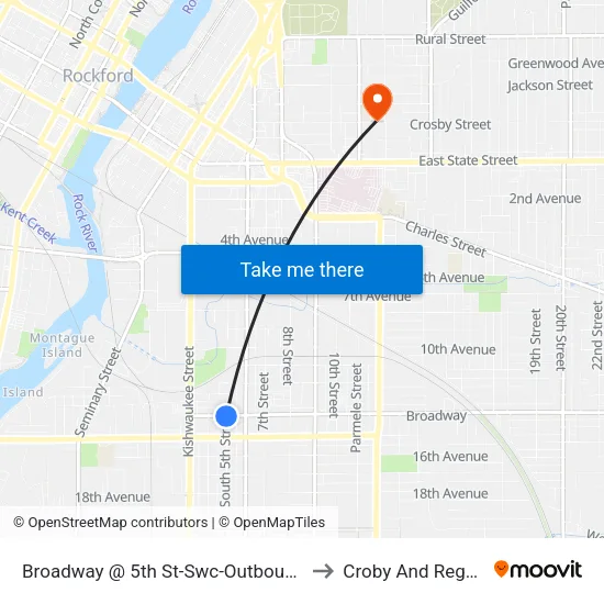 Broadway @ 5th St-Swc-Outbound to Croby And Regan map