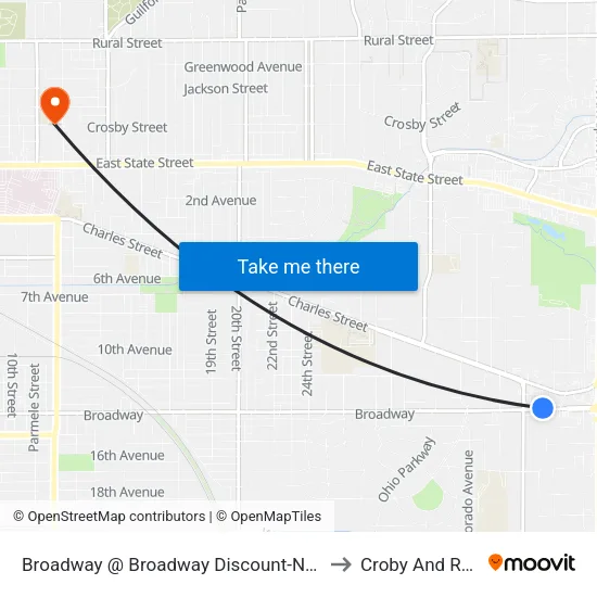 Broadway @ Broadway Discount-N-Inbound to Croby And Regan map