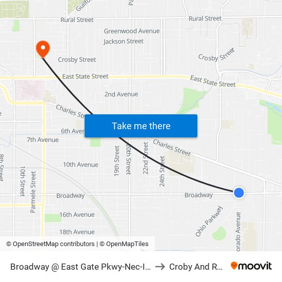 Broadway @ East Gate Pkwy-Nec-Inbound to Croby And Regan map