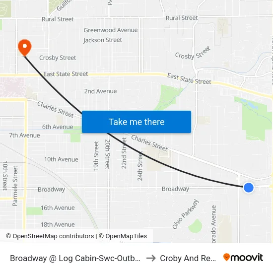 Broadway @ Log Cabin-Swc-Outbound to Croby And Regan map