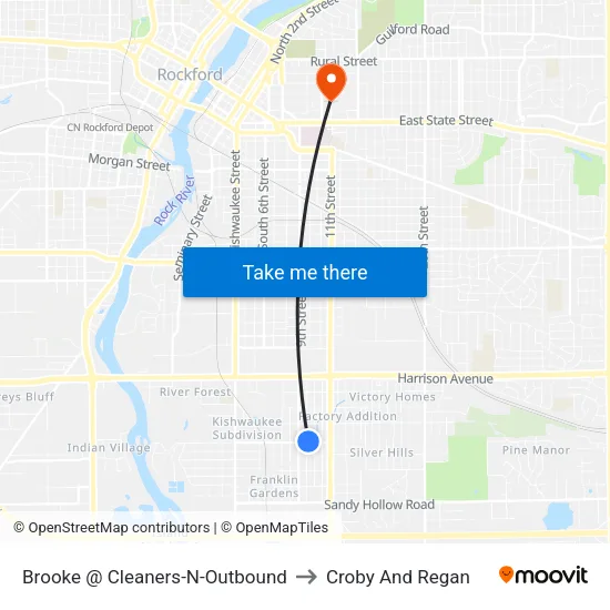 Brooke @ Cleaners-N-Outbound to Croby And Regan map