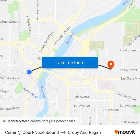 Cedar @ Court-Nec-Inbound to Croby And Regan map