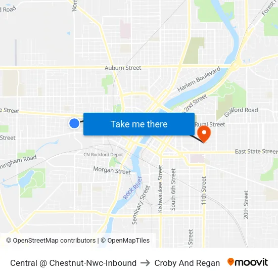 Central @ Chestnut-Nwc-Inbound to Croby And Regan map