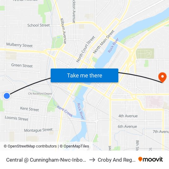 Central @ Cunningham-Nwc-Inbound to Croby And Regan map