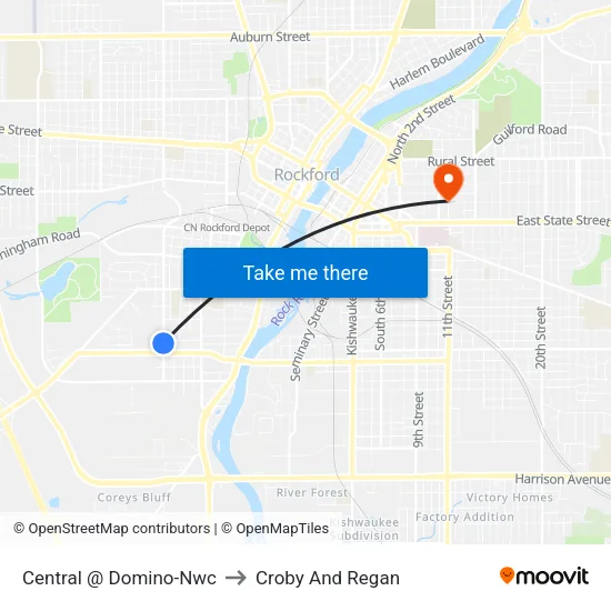 Central @ Domino-Nwc to Croby And Regan map