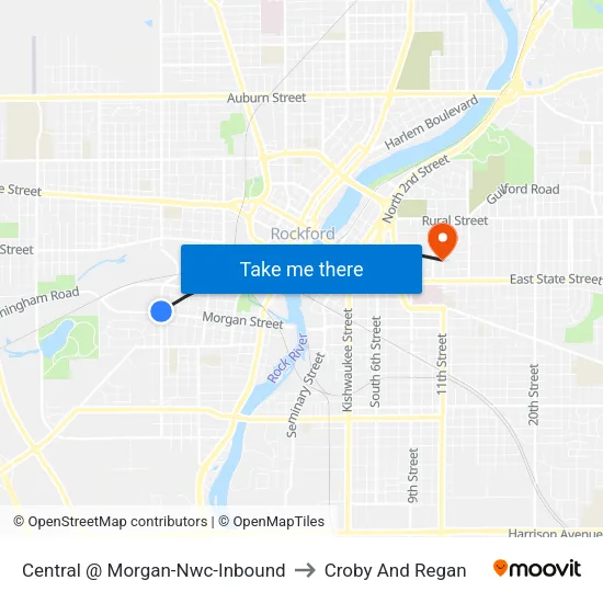 Central @ Morgan-Nwc-Inbound to Croby And Regan map