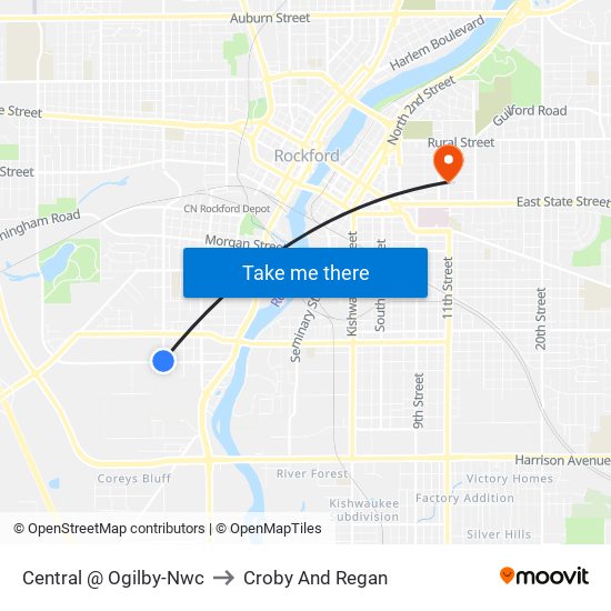 Central @ Ogilby-Nwc to Croby And Regan map