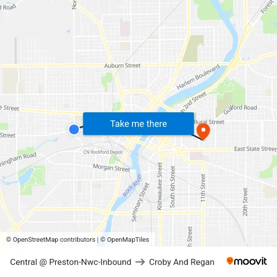 Central @ Preston-Nwc-Inbound to Croby And Regan map