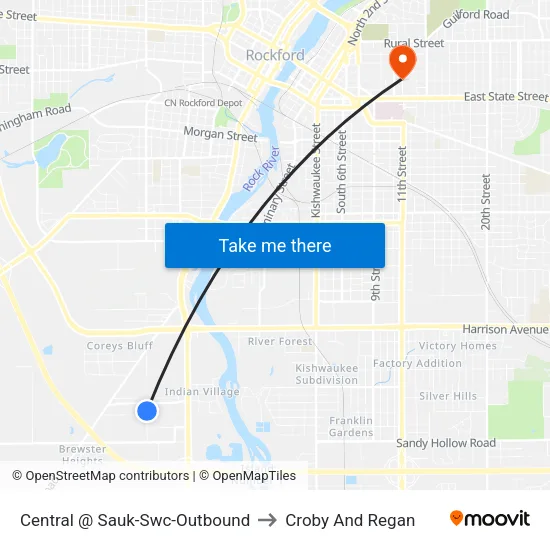 Central @ Sauk-Swc-Outbound to Croby And Regan map