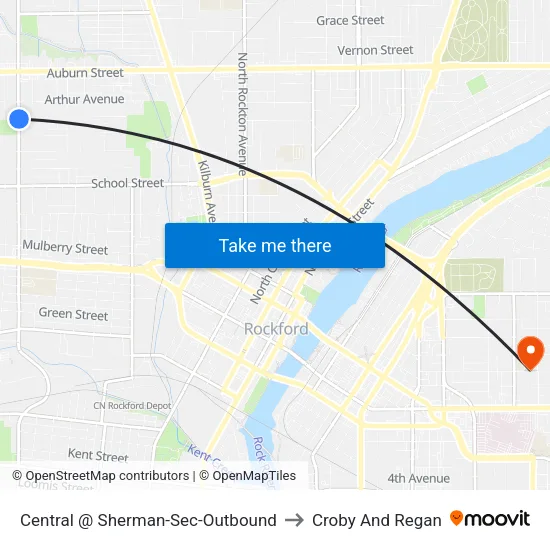 Central @ Sherman-Sec-Outbound to Croby And Regan map