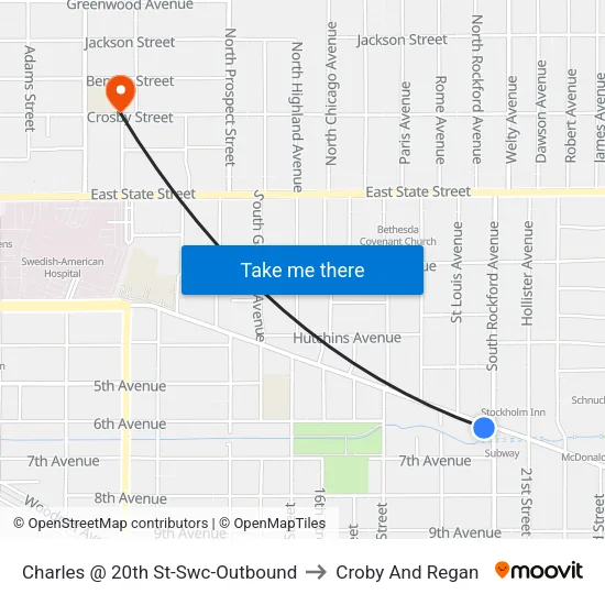 Charles @ 20th St-Swc-Outbound to Croby And Regan map
