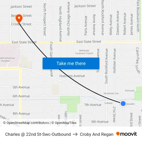 Charles @ 22nd St-Swc-Outbound to Croby And Regan map