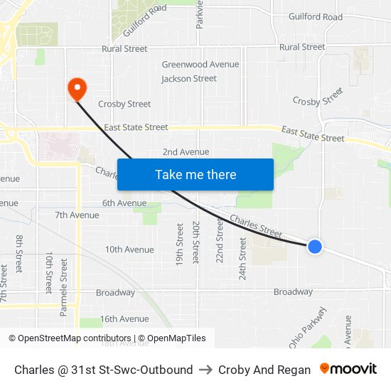 Charles @ 31st St-Swc-Outbound to Croby And Regan map