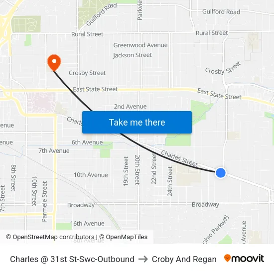 Charles @ 31st St-Swc-Outbound to Croby And Regan map