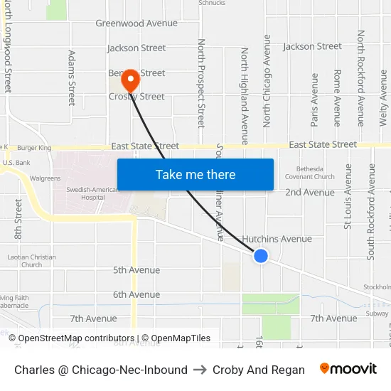 Charles @ Chicago-Nec-Inbound to Croby And Regan map