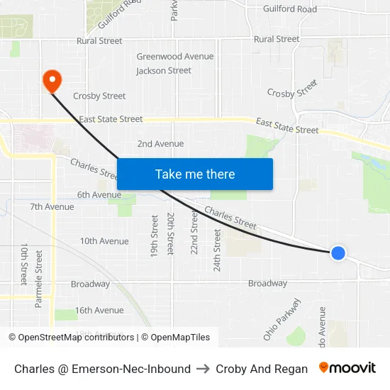 Charles @ Emerson-Nec-Inbound to Croby And Regan map