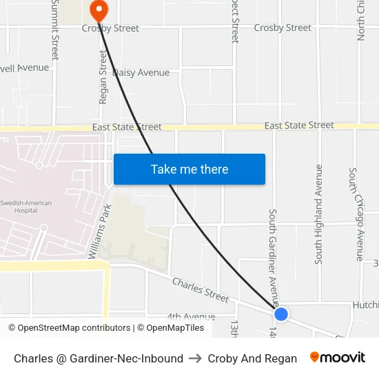 Charles @ Gardiner-Nec-Inbound to Croby And Regan map