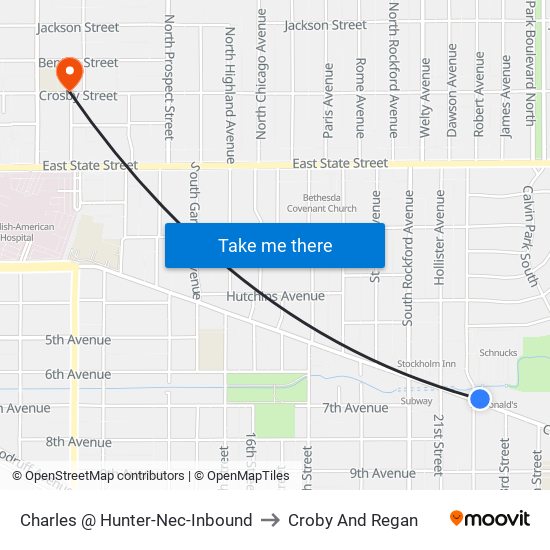 Charles @ Hunter-Nec-Inbound to Croby And Regan map