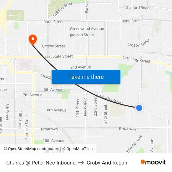 Charles @ Peter-Nec-Inbound to Croby And Regan map