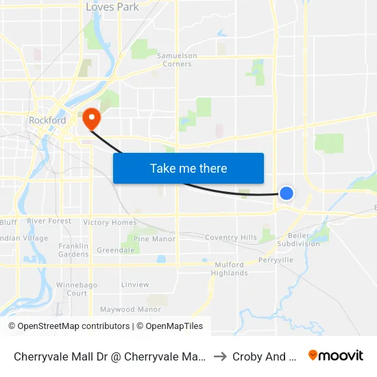Cherryvale Mall Dr @ Cherryvale Mall-S-Inbound to Croby And Regan map