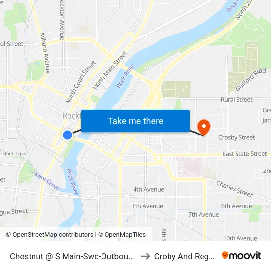 Chestnut @ S Main-Swc-Outbound to Croby And Regan map