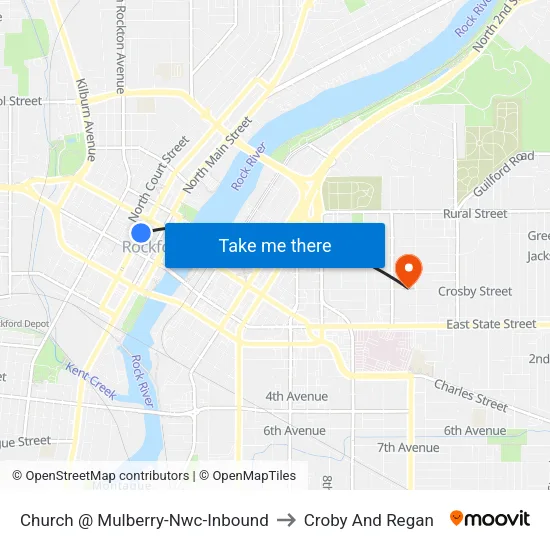 Church @ Mulberry-Nwc-Inbound to Croby And Regan map