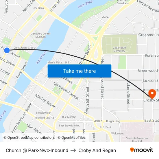 Church @ Park-Nwc-Inbound to Croby And Regan map