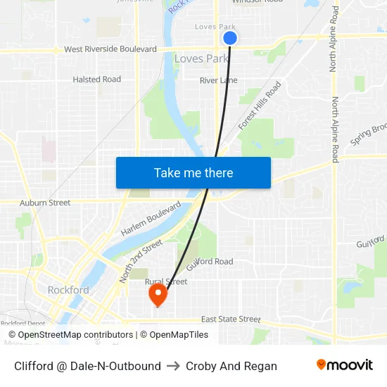 Clifford @ Dale-N-Outbound to Croby And Regan map