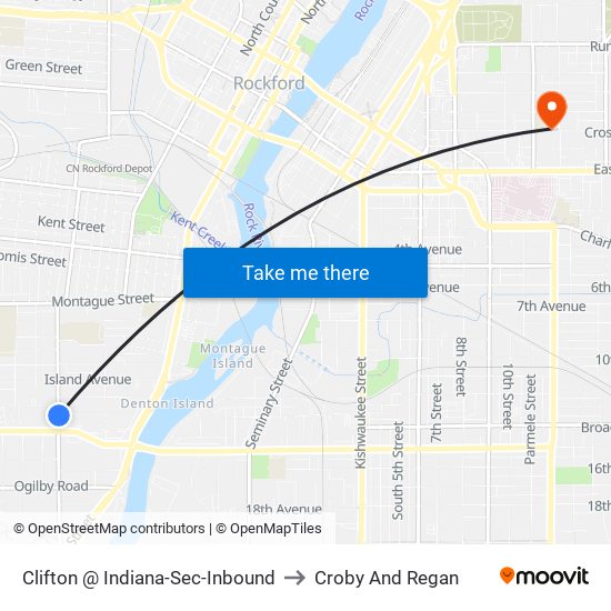 Clifton @ Indiana-Sec-Inbound to Croby And Regan map