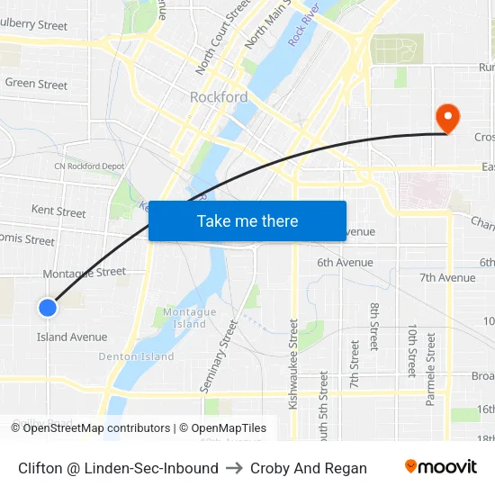 Clifton @ Linden-Sec-Inbound to Croby And Regan map