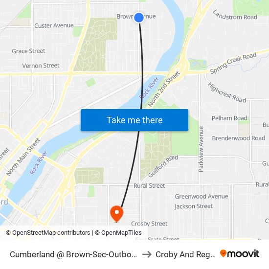 Cumberland @ Brown-Sec-Outbound to Croby And Regan map