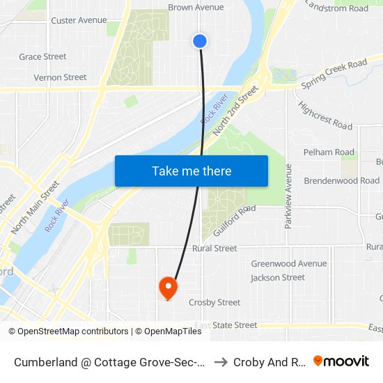 Cumberland @ Cottage Grove-Sec-Outbound to Croby And Regan map