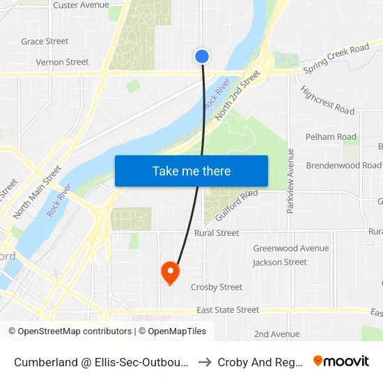 Cumberland @ Ellis-Sec-Outbound to Croby And Regan map