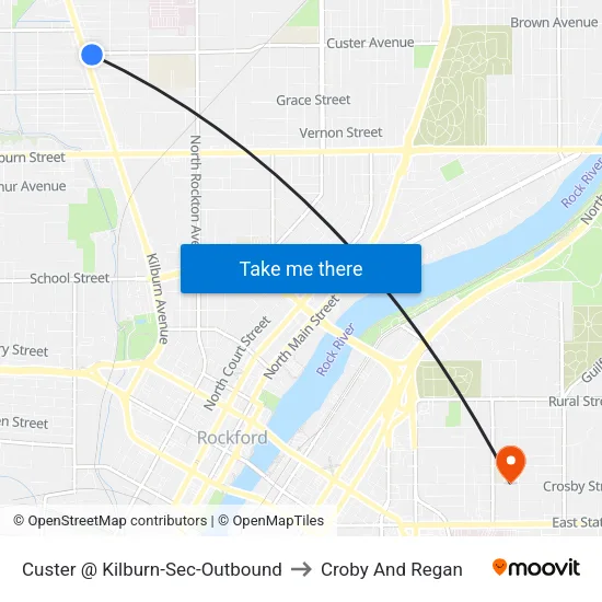 Custer @ Kilburn-Sec-Outbound to Croby And Regan map