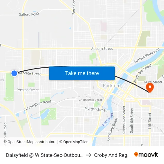 Daisyfield @ W State-Sec-Outbound to Croby And Regan map