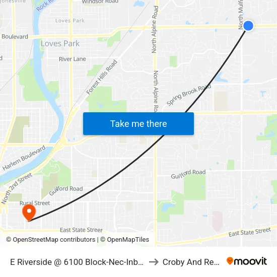 E Riverside @ 6100 Block-Nec-Inbound to Croby And Regan map
