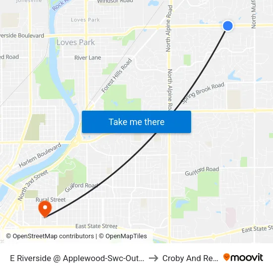E Riverside @ Applewood-Swc-Outbound to Croby And Regan map