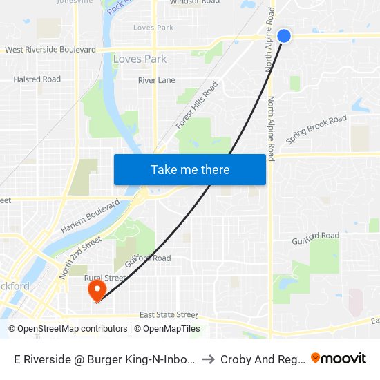 E Riverside @ Burger King-N-Inbound to Croby And Regan map