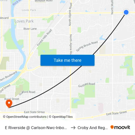 E Riverside @ Carlson-Nwc-Inbound to Croby And Regan map