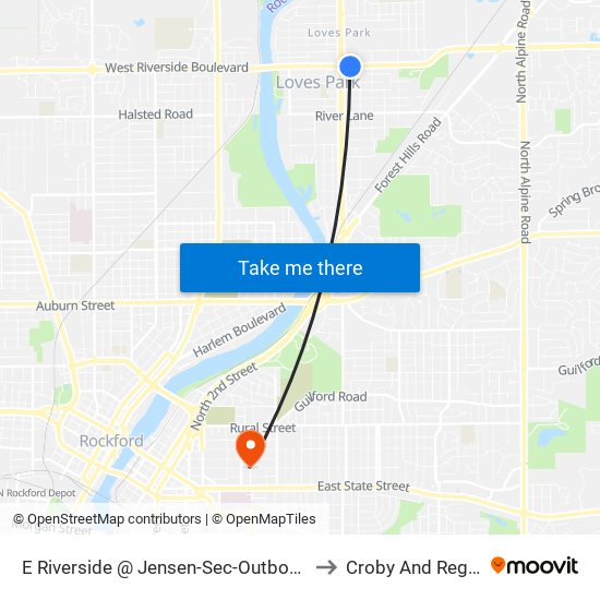 E Riverside @ Jensen-Sec-Outbound to Croby And Regan map