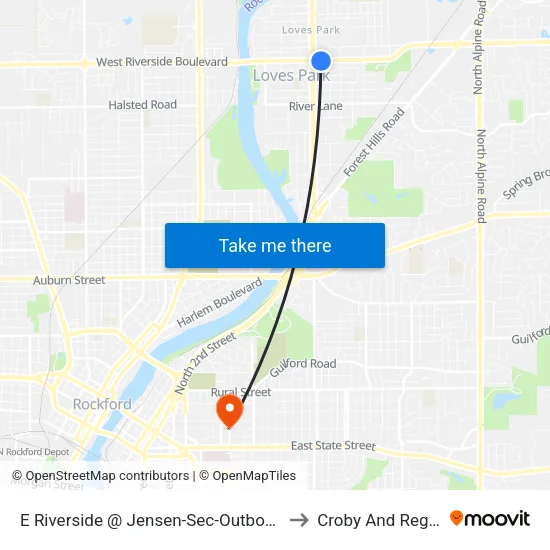 E Riverside @ Jensen-Sec-Outbound to Croby And Regan map